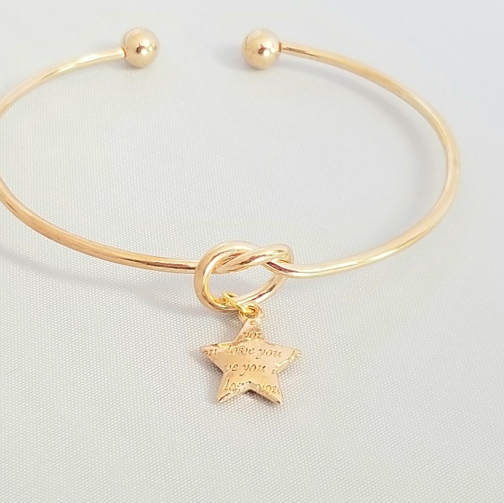 Infinity Knot Bracelet I Love You Star Charm Gold